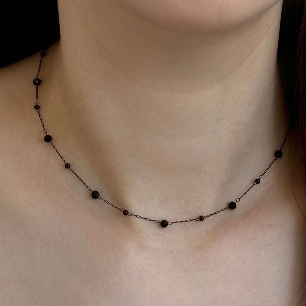 Prn270 Black Ball Chain Necklace
