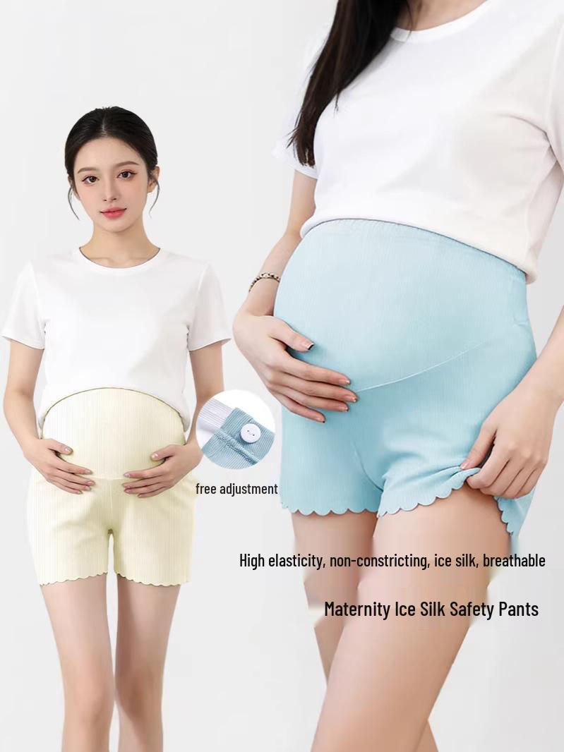 

High Waist Maternity Safety Pants: Summer Thin, Anti-Exposure, Tummy Support, Loose Fit, Plus Size. 2XL for 150-180 lbs чорний