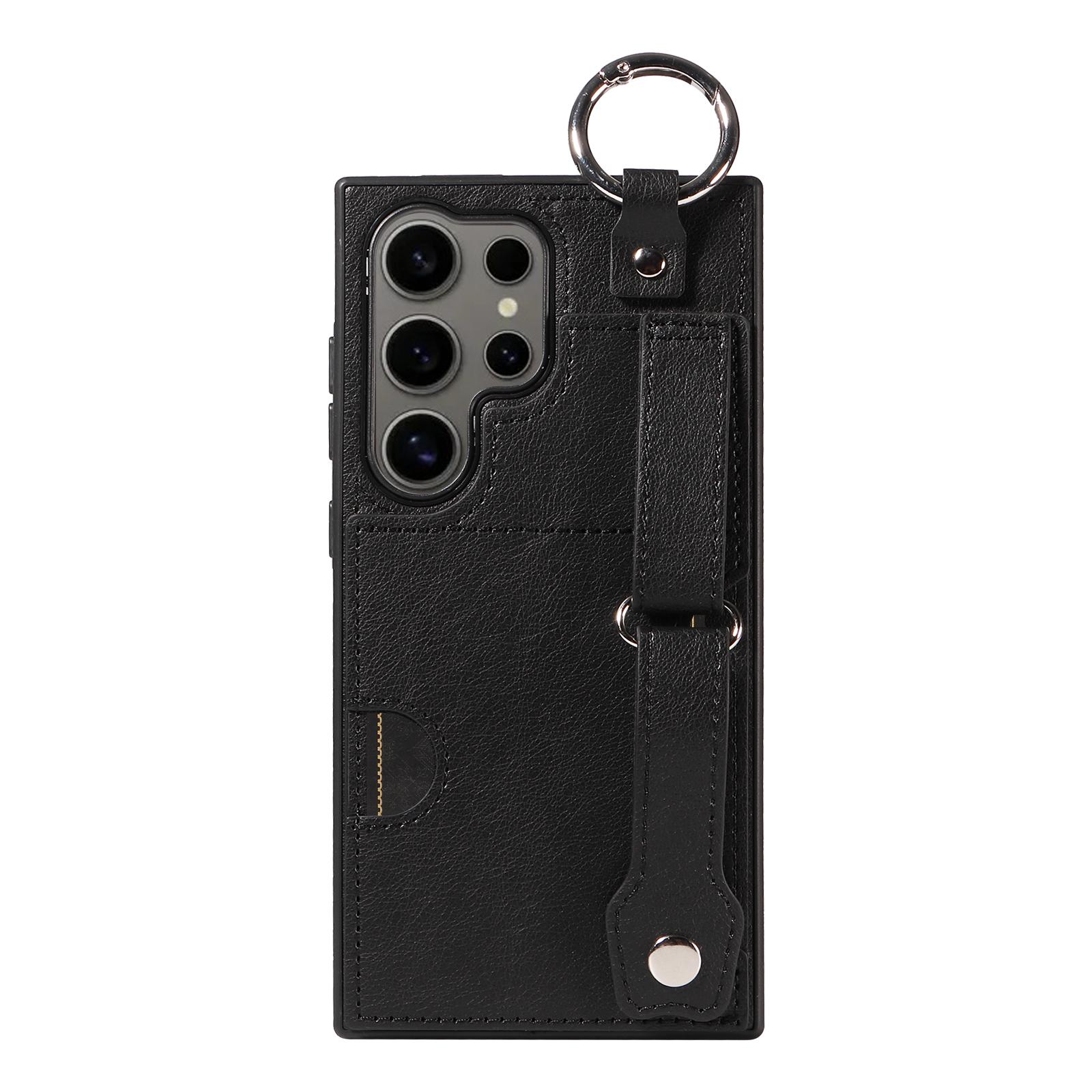 

Чехол для телефона из искусственной кожи с отделениями для карт, кошельком, пряжкой, ремешком на палец, для Samsung Galaxy S22, S23, S24, A05, A12, A13, A14, A15, A52, A72, A22, A24... Samsung Galaxy A52 чёрный