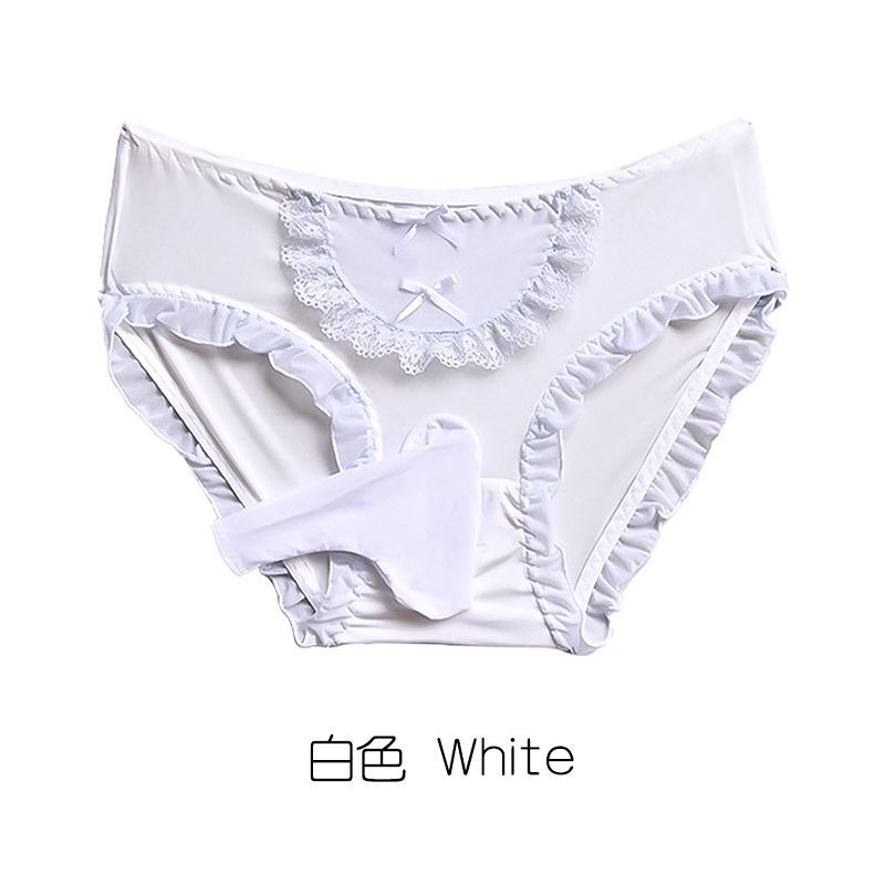 Japanese Maid Cosplay Panties Men Sweet Lolita Brief Sexy Bullet Separation Underwear Bow Lolita Lingerie Penis Sheath Underpant