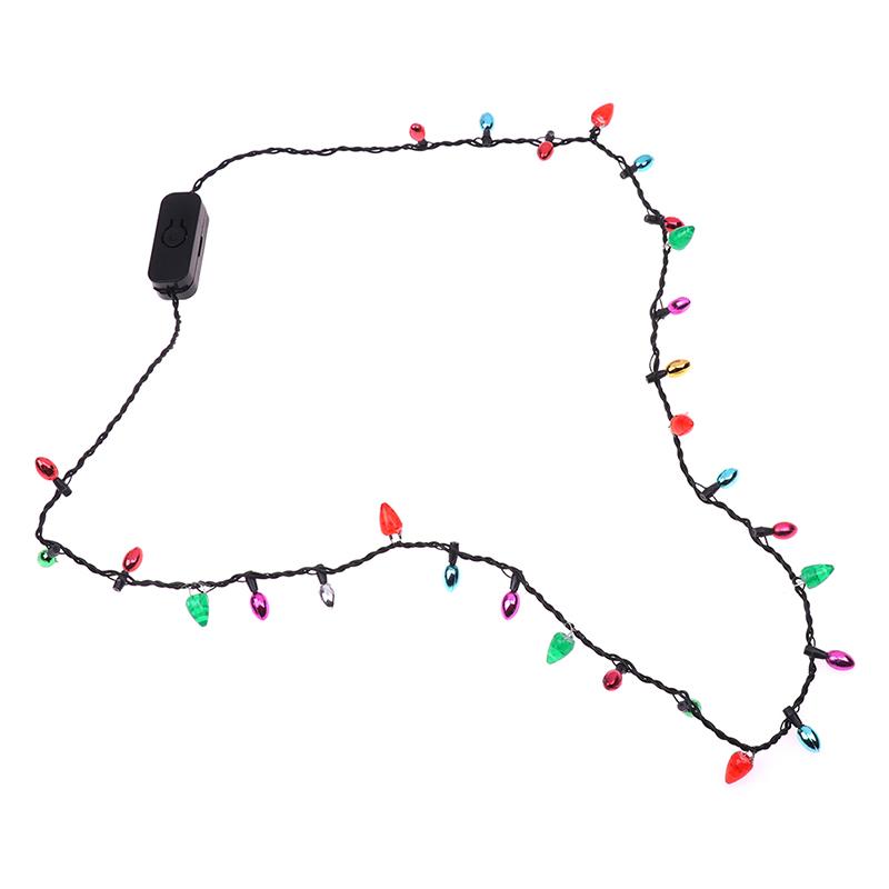 Light Glowing Led Necklace Flashing Light-Up Blinking Christmas Lights Costume Necklace 8 Led Bulbs Glow Props Party Supply