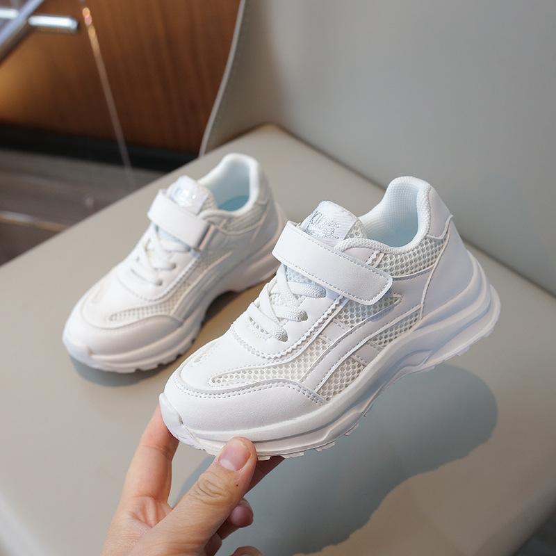 

Genuine leather girls spring and summer new style boys single mesh breathable sports white shoes for older boys with soft soles 27 белый