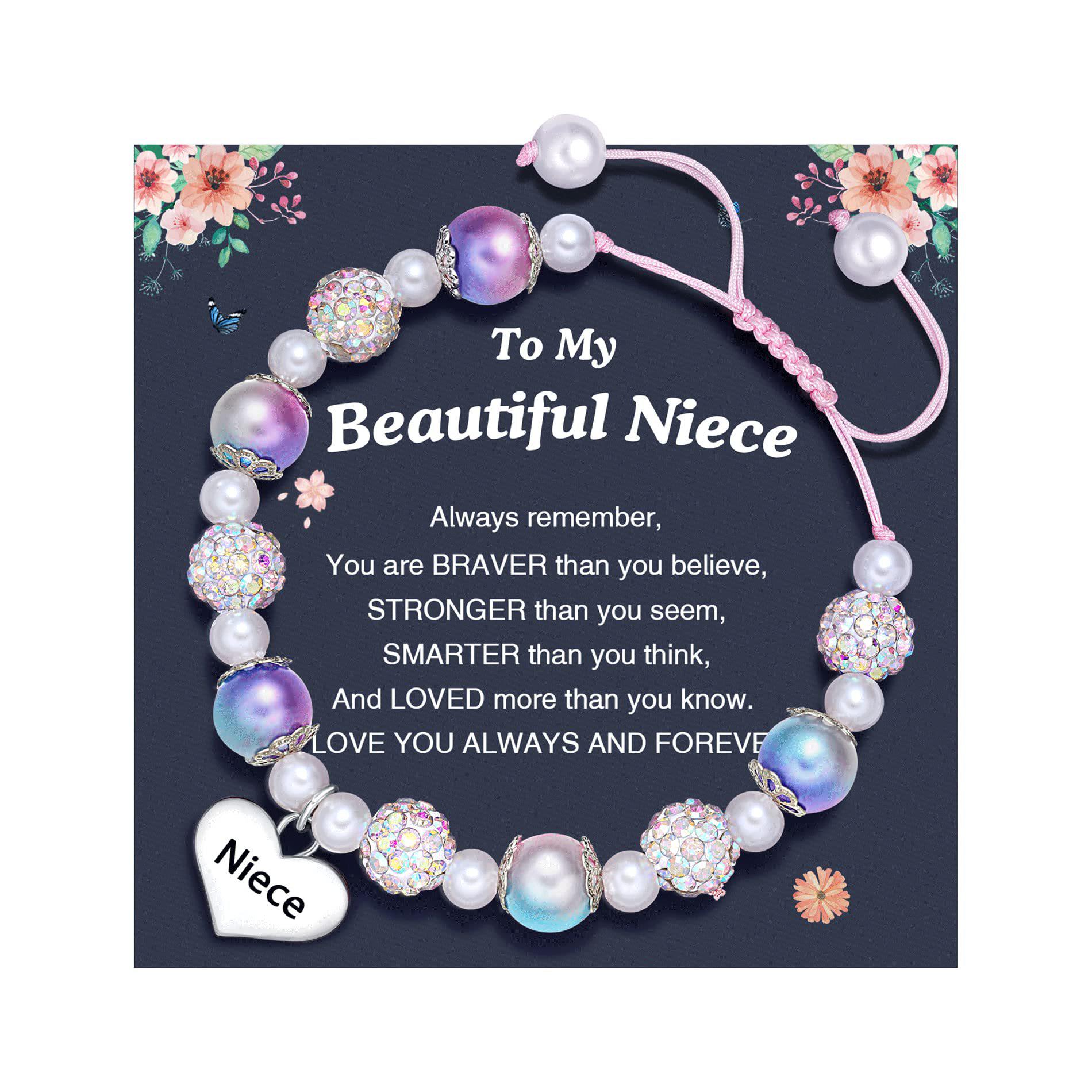 

Браслет из ракушек Шамбала с гравированной подвеской в виде сердца для внучки