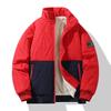 Diamond Grid Cotton Jacket with Thick Collar and Plush In Winter, Warm and Cold Resistant Cotton Jacket Jacket