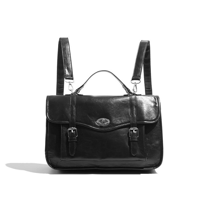 College Style Messenger Bag Class Bag Niche Oil Wax Leather Handbag Briefcase Crossbody Bag Commuter Backpack for Women