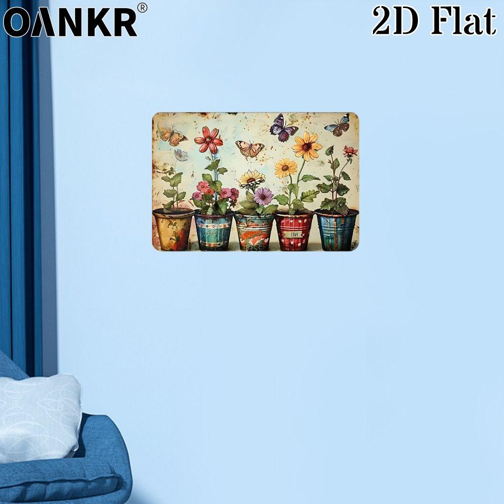 Vintage Metal Wall Poster – Floral Garden Decor, 20x30cm