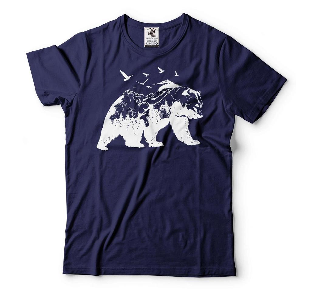 Mens Bear T-shirt Mountain Bear Shirt Camping Bear Tee Nature Bear Shirt