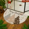 1Pcs Brown Xmas Tree Semi Circle Welcome Doormat Non-Slip for Outdoor Patio Porch Kitchen Bathroom Entryway Floor Mat