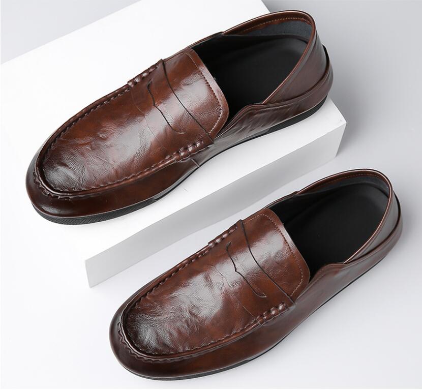 Мода Мода Мужская Повседневная Кожаная Обувь Мужская Классическая Ретро Пенни Лоферы — фото 5