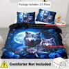Comforter 2/3Pcs Soft Comfortable Wolf Bedding Set Set Blue Flower Bedding Set Wolves Animal Print Floral