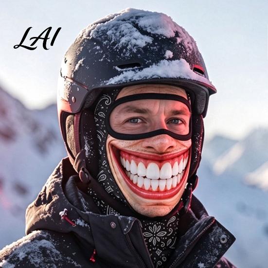 Máscara à Prova de Vento para Esportes na Neve Máscara de Esqui para Idoso Estampa Facial Realista Balaclava Novidade com Balaclava de Pescoço Cobertura para Snowboard Ciclismo Esqui