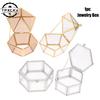 1pc Transparent Glass Ring Box Wedding Ring Box Geometric Clear Glass Jewelry Box Jewelry Organizer Holder Tabletop Container