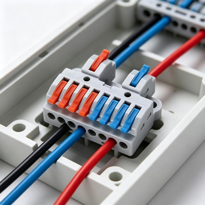 Mountable Wire Terminal Block for Lighting Circuits, Quick Flip Wiring, Insulated Shell, 32A 600V for Service Use