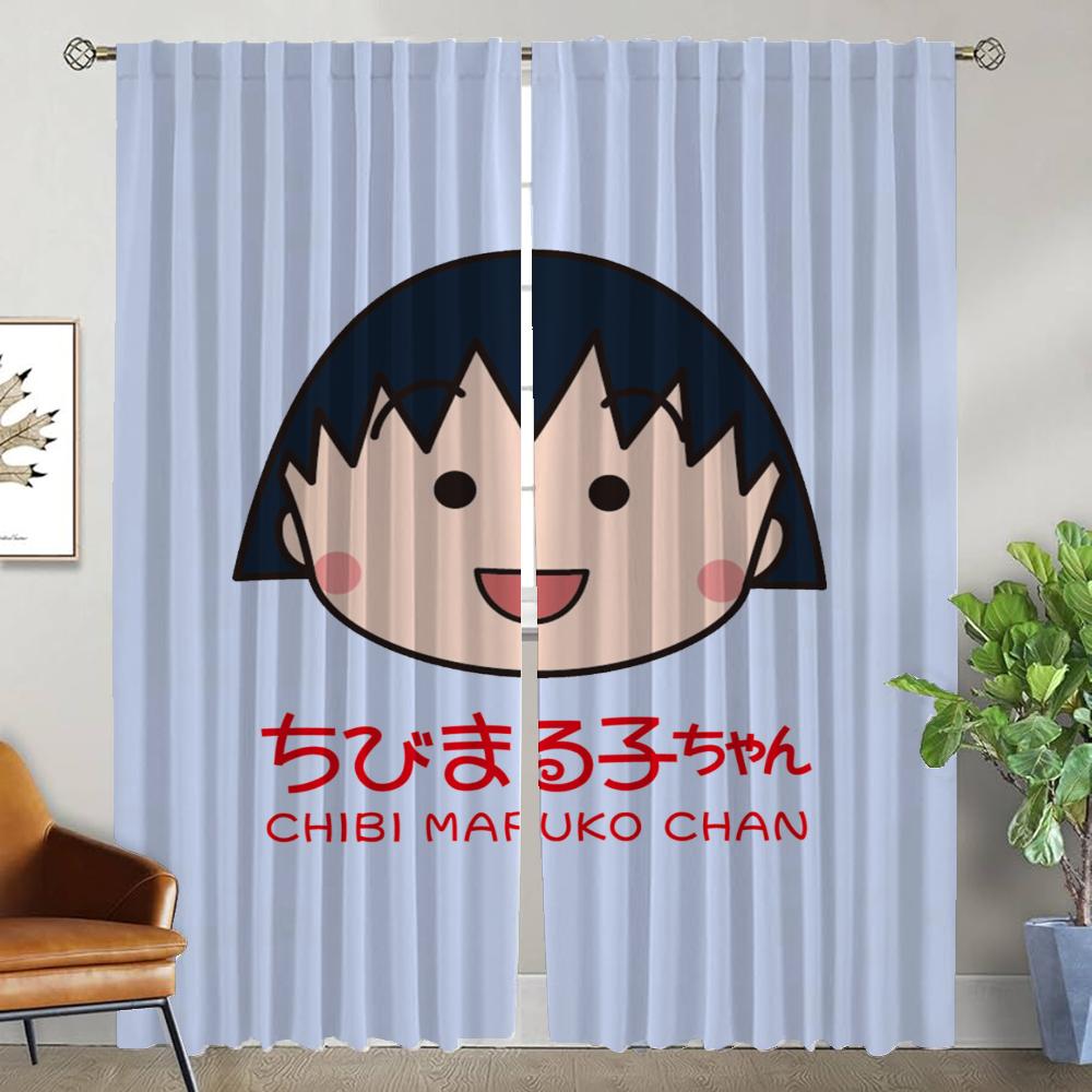 Zasłony do salonu Zasłona do pokoju 2 panele Chi-bi Maruko Przegroda Rolety Dekoracja Halloween Wystrój wnętrza domu Zasłony