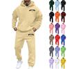 Unisex Bluza z kapturem i spodnie Streetwear Zestaw Dresowy Casual Ciepły z podszewką z polaru