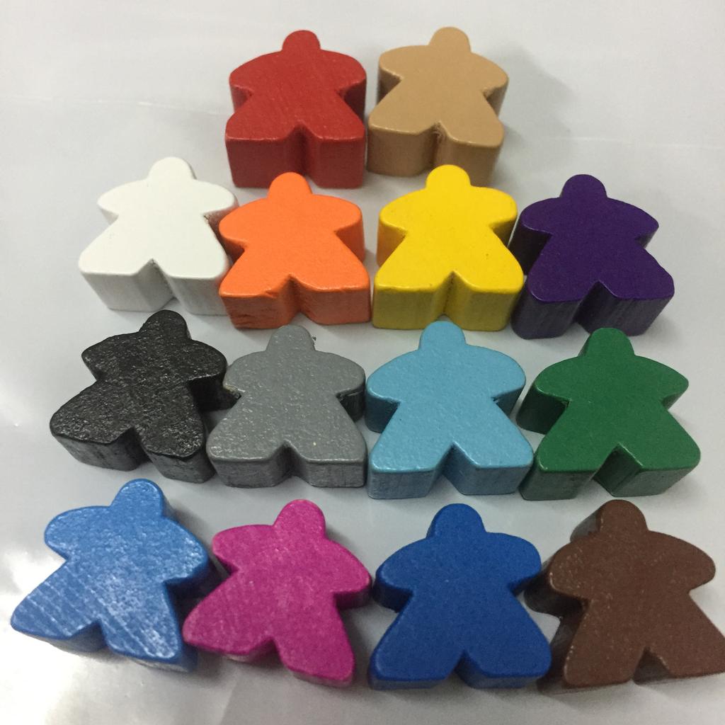 14Pcs Wooden Humanoid Meeples Pawn Chess Pieces 14 Colors Standard Size 16Mm For Meeple Carcassonne Board Game Accessories