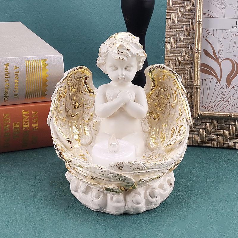 Angeli Nordici in Resina LED Portacandele Ornamenti per Decorazione Soggiorno