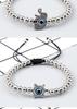 Women's Simple Fashion Bracelet: 5mm Copper Beads with Evil Eye Spacer