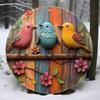 Vintage Tin Wall Art Vibrant Bird Floral Metal Sign Home Decor
