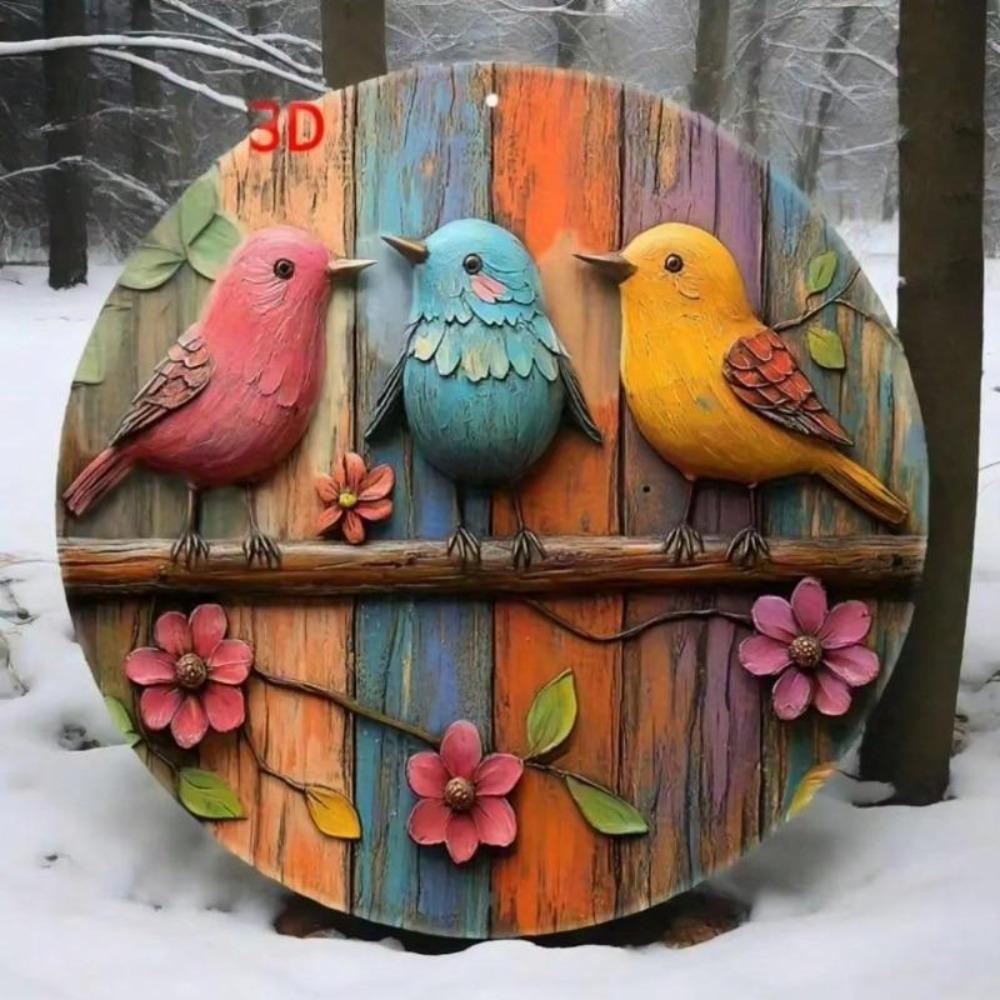 Vintage Tin Wall Art Vibrant Bird Floral Metal Sign Home Decor