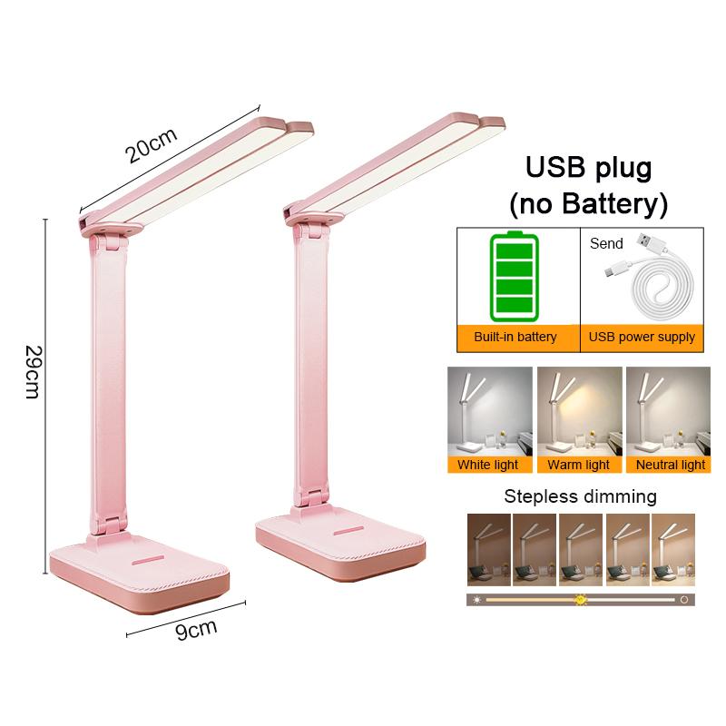 Lamp Rechargeable Multifunctional USB Desk Lamp Touch Dimmable 3 Levels Foldable Rechargeable Eye Light for Bedroom Desk Bedside