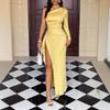 Women's 2025 Autumn/Winter European-American Style Solid Color Hip-Wrap Dress