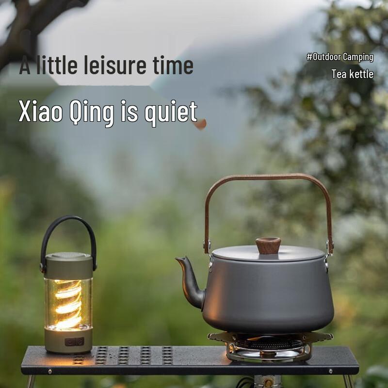 Outdoor Aluminum Camping Kettle with Wood Handle