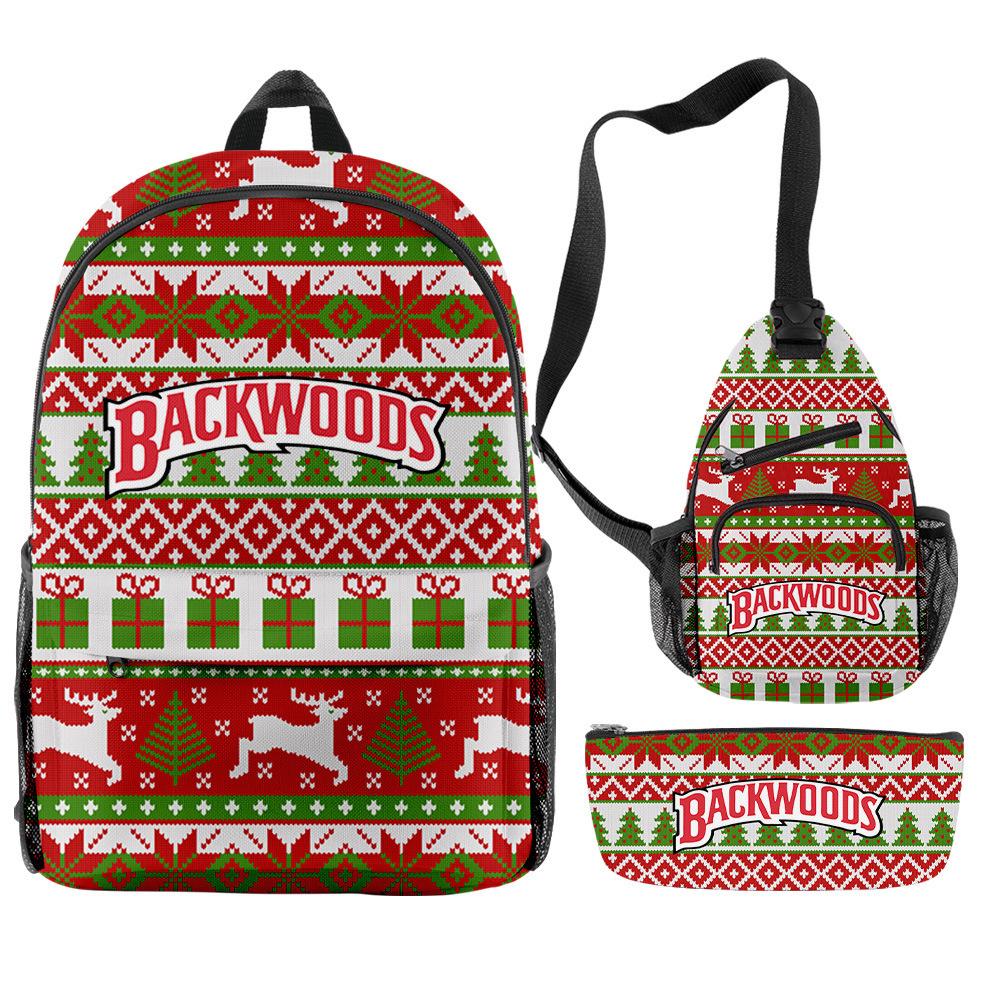 Christmas Backpack Backwoods Cigar Star Backpack Peripheral Set Backpack Satchel Pencil Case Set