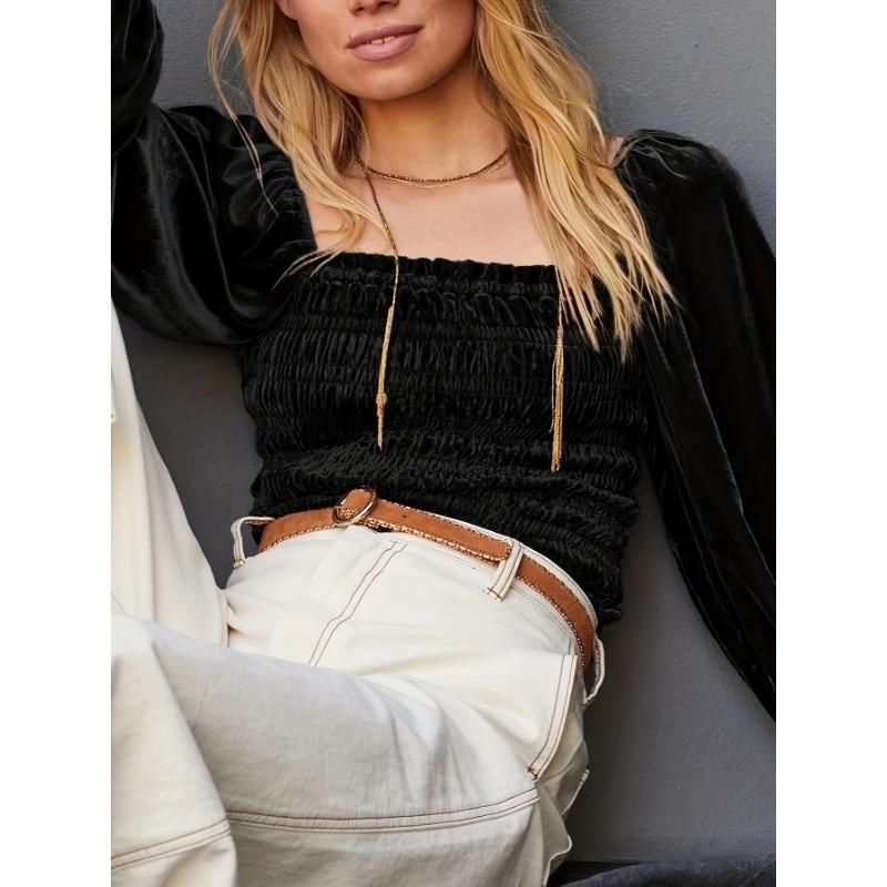 

Женский темпераментный элегантный офисный топ с квадратным вырезом XXL чёрный