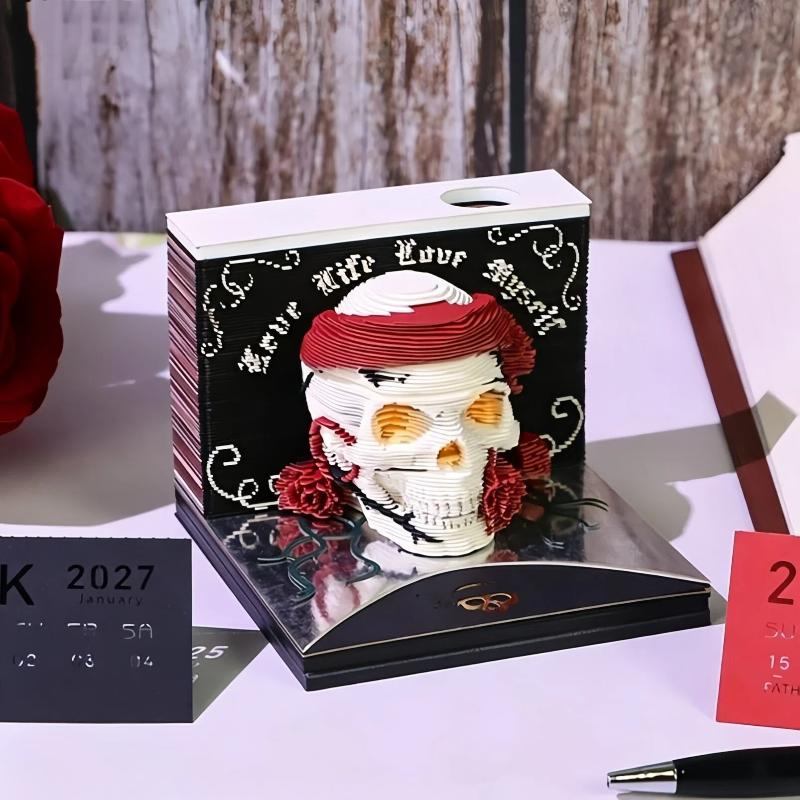 Versatile 2027 Desk Calendar with LED Light 3D Tear-away Pages Modern Design for All Settings