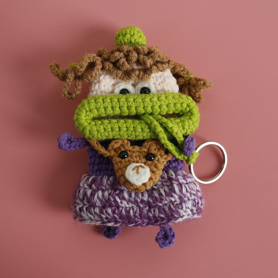 Lustige Häkel-Schlüsselanhänger Stricken Niedliche Wurstmund-Puppe Schlüsselhalter Nützliche Gestrickte Aufbewahrungstasche Schlüsselanhänger Für Autoschlüssel Großhandel