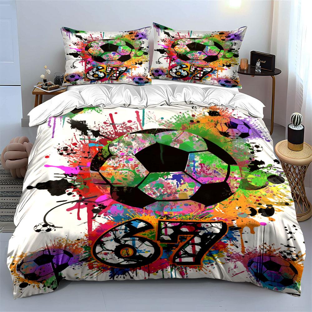 Soccer balls and splashes. Bedding sets Duvet cover sets Duvet covers Pillowcases(1 * Duvet Cover 2 * Pillowcases, without duvet insert)
