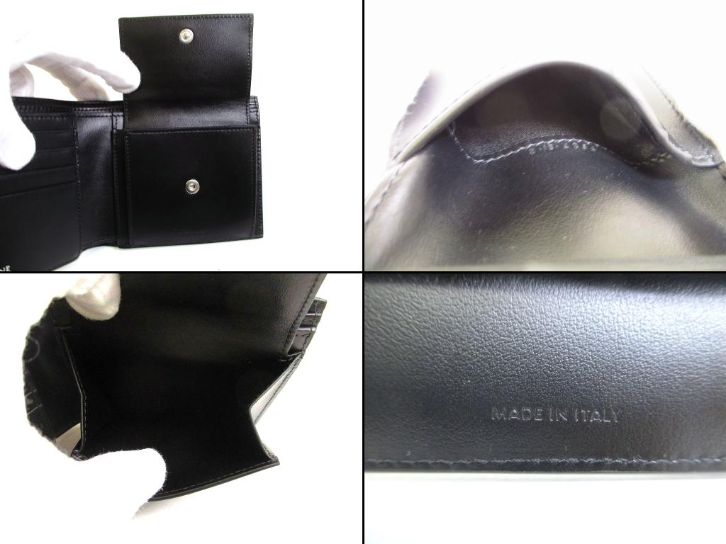 Authentic CELINE Trionf Canvas Black Leather Bifold Wallet Compact Wallet #b123  Seller refurbished