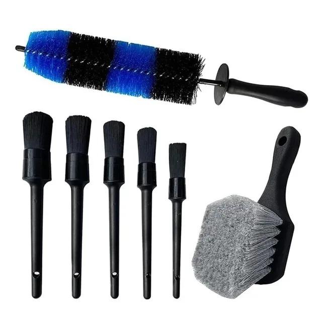 UNTIOR Wheel Tire Brush Set Long Soft Bristle Detail Brushes Microfiber Cleaning Cloth for Cleaning Wheel Car Detailing Kit