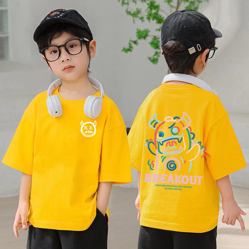 T-shirt for Boys and Girls, Korean Fashion Pattern T-shirt Top, Summer Children's Clothing, Short Sleeved Shirt