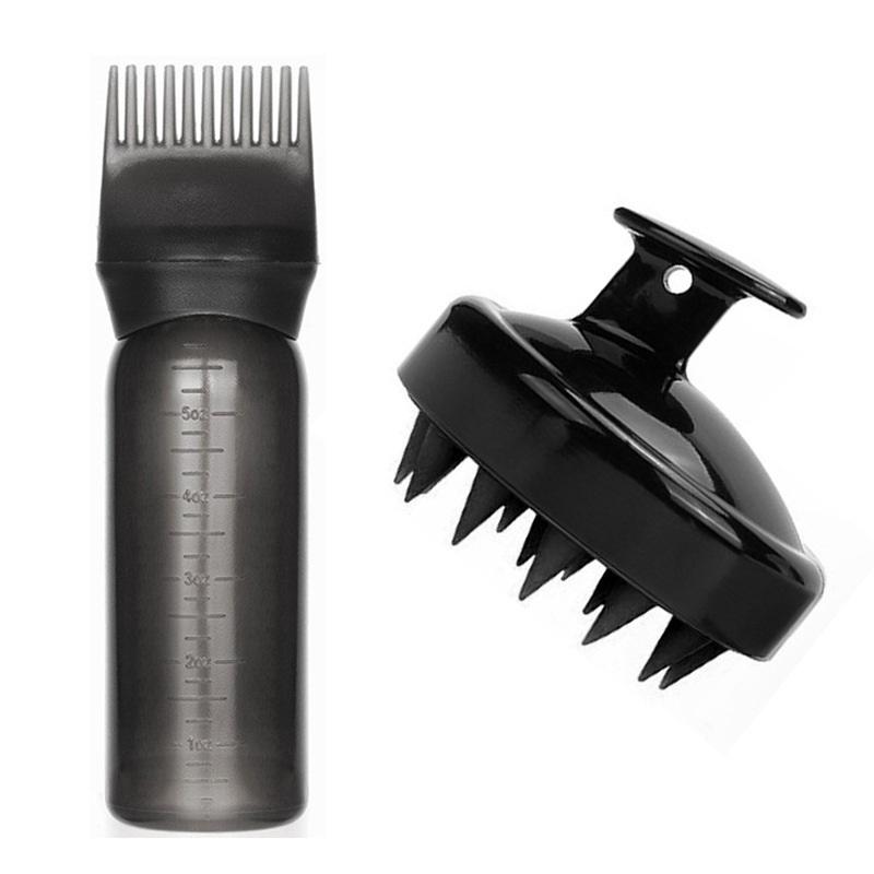 2 Stück Shampoo-Bürstenkopf Kopfhautmassagekamm Haarfärbe-Farböl-Applikatorflasche mit Bürste Friseursalon Haarstyling-Werkzeuge