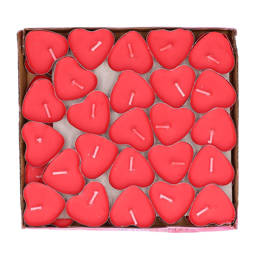 50Pcs HeartShaped Candle Romantic Love Tealight Candle for Wedding Birthday Holidays