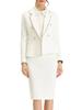 Allegra K Women's Two-Piece Blazer and Skirt Set, White with Tweed Trim, Size M