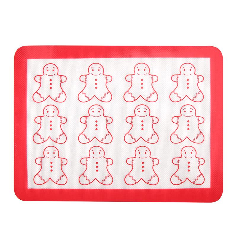 Christmas Silicone Baking Mat Oven Liner Ginger Man Christmas Tree and Snowflake for Christmas Baking Kitchen Supplies