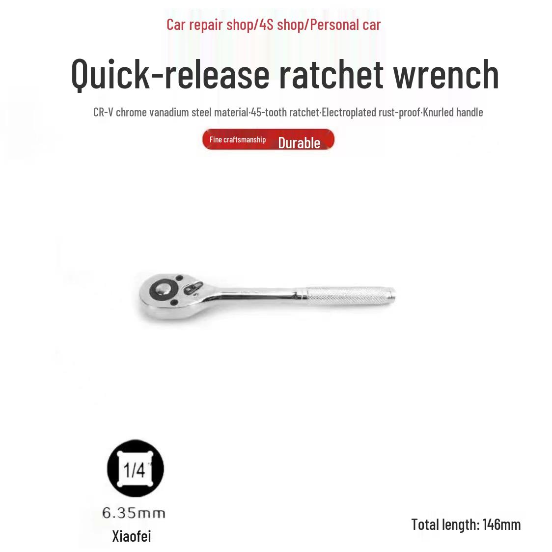 

Knurled Quick Release Adjustable Ratchet Wrench Set for Auto Repair