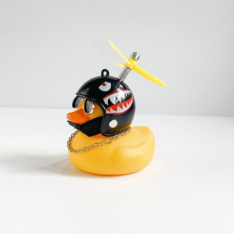 Car Broken Wind Small Yellow Duck With Helmet Airscrew Bicycle Moto With Straps Auto Pasted Accessories Interior Cycling Decor