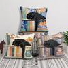 Black Cat Books Cushion Cover Short Plush Soft DoubleSided Printing Pillow Case Cozy Sofa Bedroom Home Decor Gift