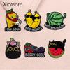 Funny Fruit Animal Enamel Pins Cartoon Watermelon Banana Mango Strawberry Kitten Brooches Lapel Badge Jewelry Gifts for Friends
