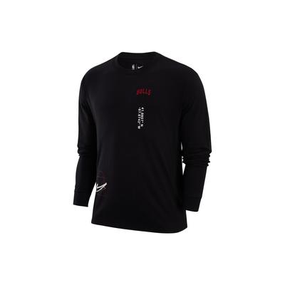 Camiseta de Manga Larga con Cuello Redondo y Estampado NBA en la Pista para Hombre, Tops Negros DR6338-010