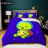 Cartoon Animal Duvet Cover Microfiber Pig Astronaut Red Balloon Pattern Bedding Set Space Universe Animal Theme King Quilt Cover