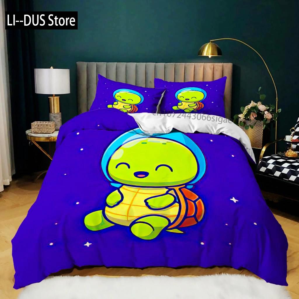 Cartoon Animal Duvet Cover Microfiber Pig Astronaut Red Balloon Pattern Bedding Set Space Universe Animal Theme King Quilt Cover