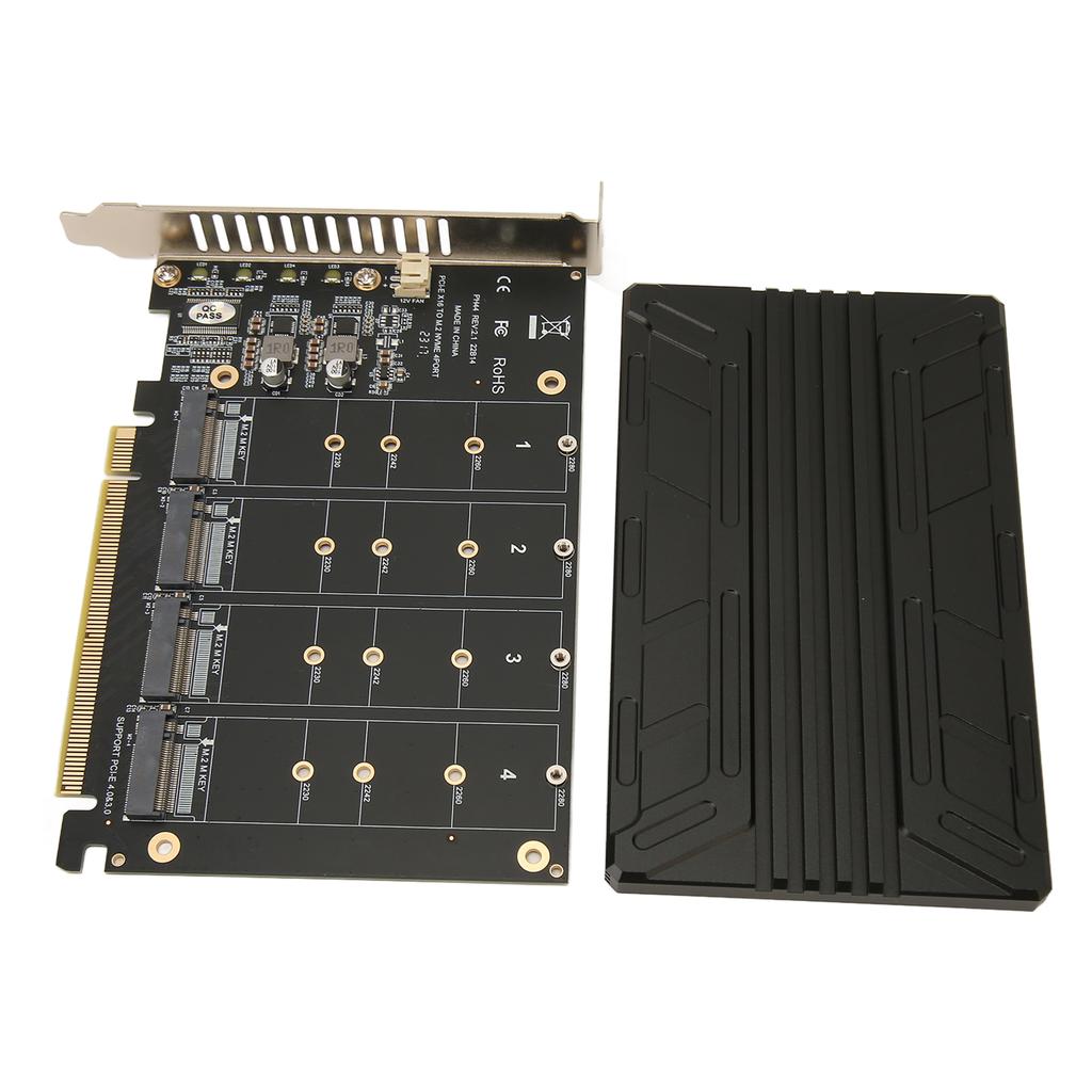 Quad M.2 NVME To PCIe Adapter 32Gbps Thickened Stable Aluminum Alloy Quad PCIe 4.0 To NVMe Card for Computer Expansion