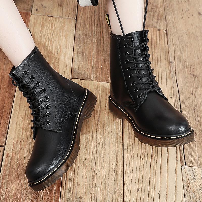 High Top Ascal Martin Boots Women's Classic Soft Leather Short Boots Men's and Women's Leather Boots Round Head Trend