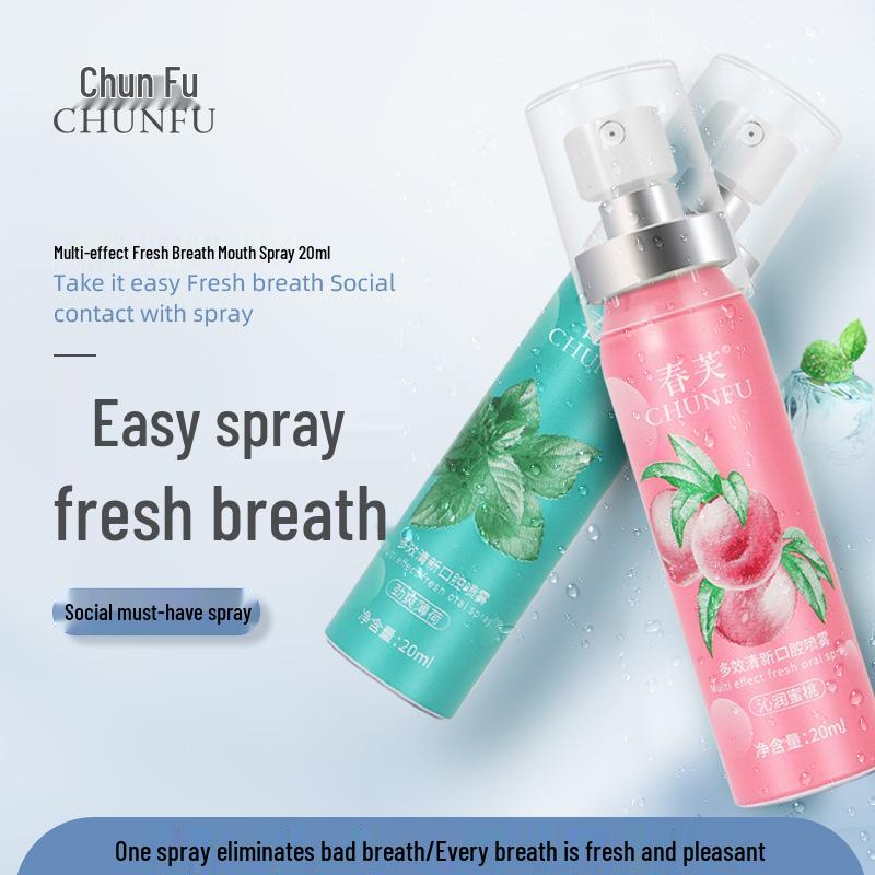 Chunfu Peach Mint Mouth Spray - Long-lasting Fresh Breath & Halitosis Removal