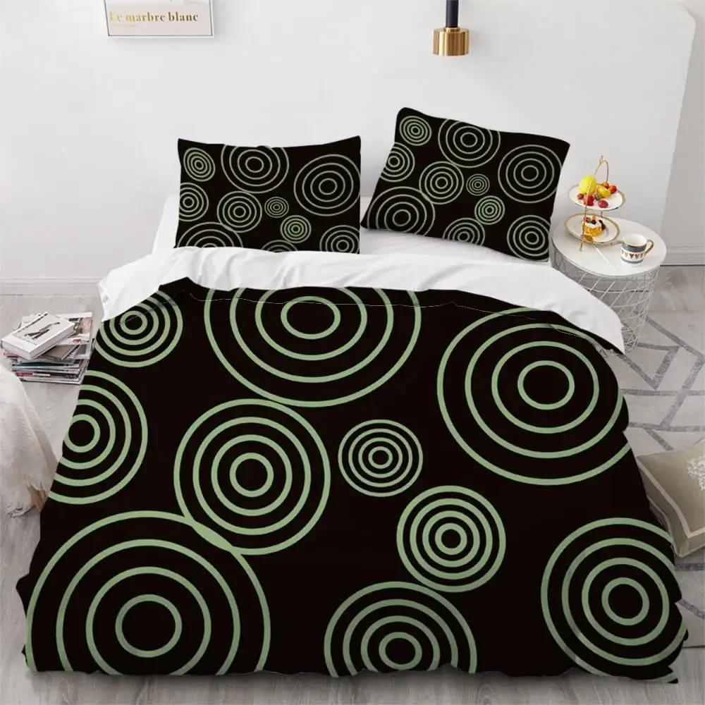 Geometry Duvet Cover Set Simple Circles Grid Pattern Comforter Cover Microfiber Geometric Shape Bedding Set for Boys Adult Gift